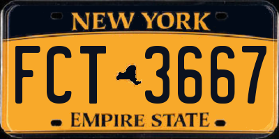NY license plate FCT3667