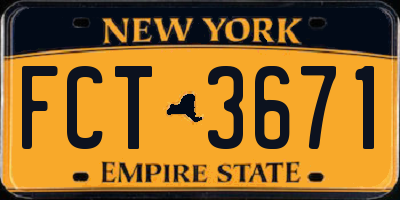 NY license plate FCT3671