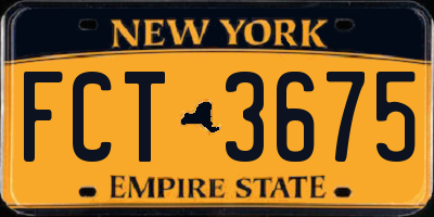 NY license plate FCT3675