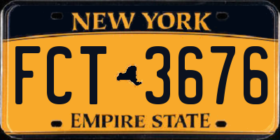 NY license plate FCT3676