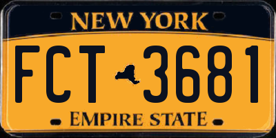 NY license plate FCT3681