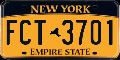 NY license plate FCT3701