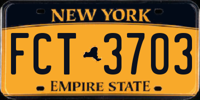 NY license plate FCT3703
