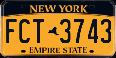 NY license plate FCT3743