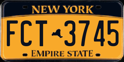 NY license plate FCT3745