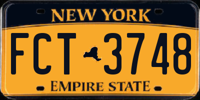 NY license plate FCT3748