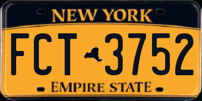 NY license plate FCT3752