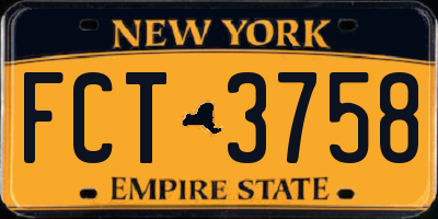 NY license plate FCT3758