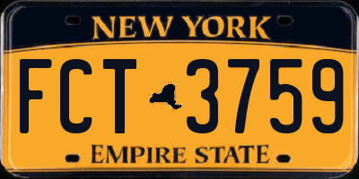 NY license plate FCT3759