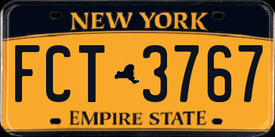 NY license plate FCT3767