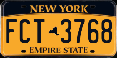 NY license plate FCT3768