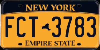 NY license plate FCT3783