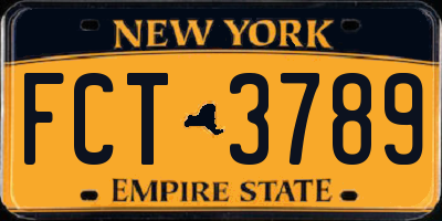 NY license plate FCT3789