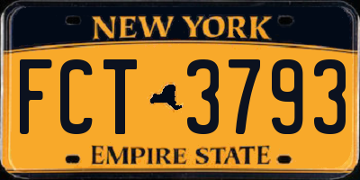 NY license plate FCT3793