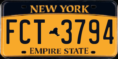 NY license plate FCT3794