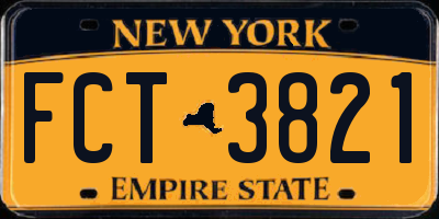 NY license plate FCT3821