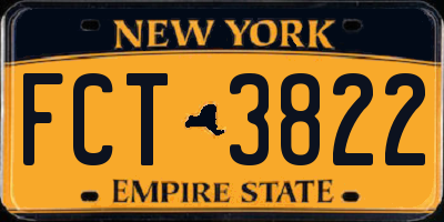NY license plate FCT3822