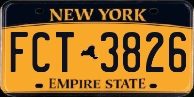 NY license plate FCT3826