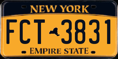 NY license plate FCT3831