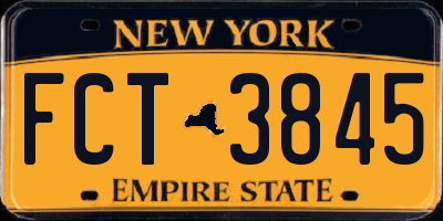 NY license plate FCT3845