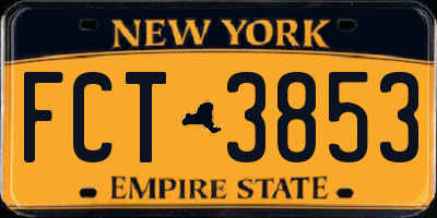 NY license plate FCT3853