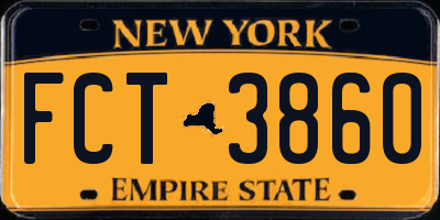 NY license plate FCT3860