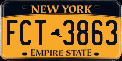NY license plate FCT3863