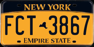 NY license plate FCT3867
