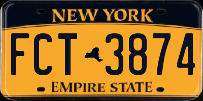 NY license plate FCT3874