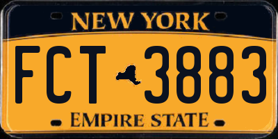 NY license plate FCT3883
