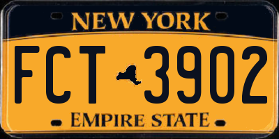 NY license plate FCT3902