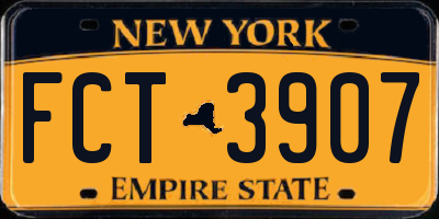 NY license plate FCT3907