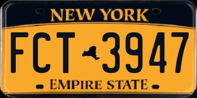 NY license plate FCT3947