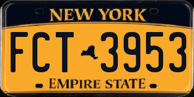 NY license plate FCT3953