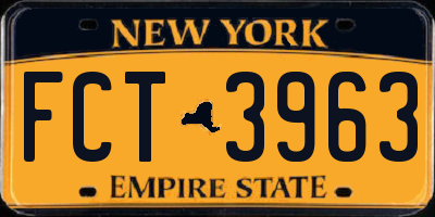 NY license plate FCT3963