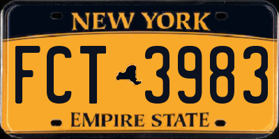 NY license plate FCT3983