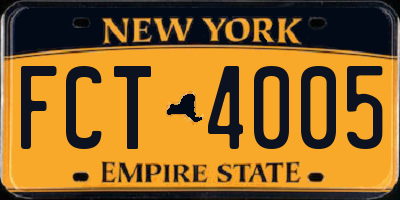 NY license plate FCT4005