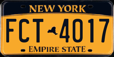 NY license plate FCT4017