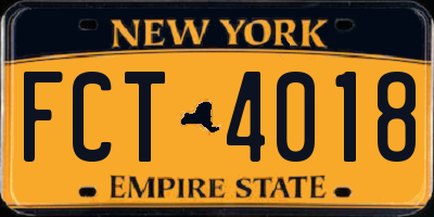 NY license plate FCT4018