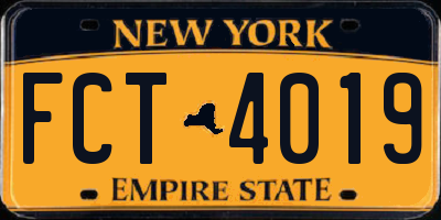 NY license plate FCT4019