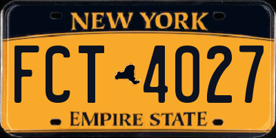 NY license plate FCT4027