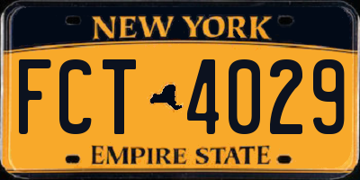 NY license plate FCT4029