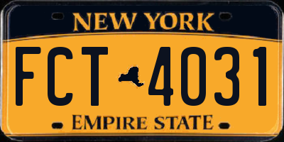 NY license plate FCT4031