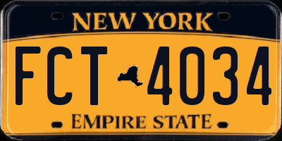 NY license plate FCT4034