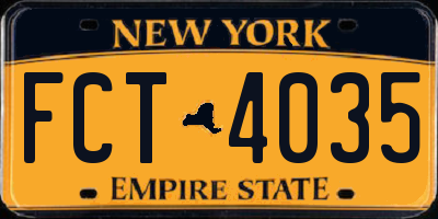 NY license plate FCT4035