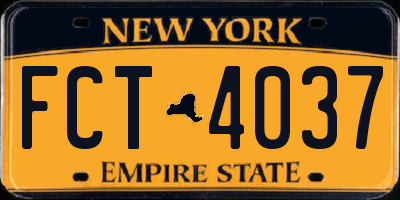 NY license plate FCT4037