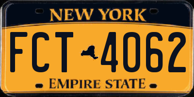 NY license plate FCT4062