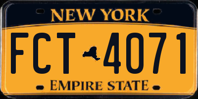 NY license plate FCT4071