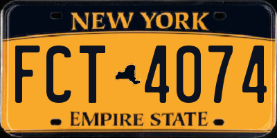 NY license plate FCT4074