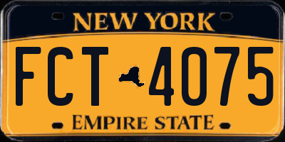 NY license plate FCT4075